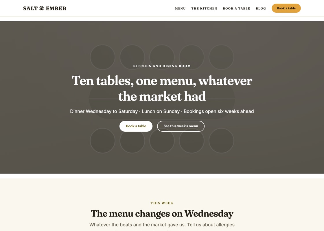 The Restaurant starter site